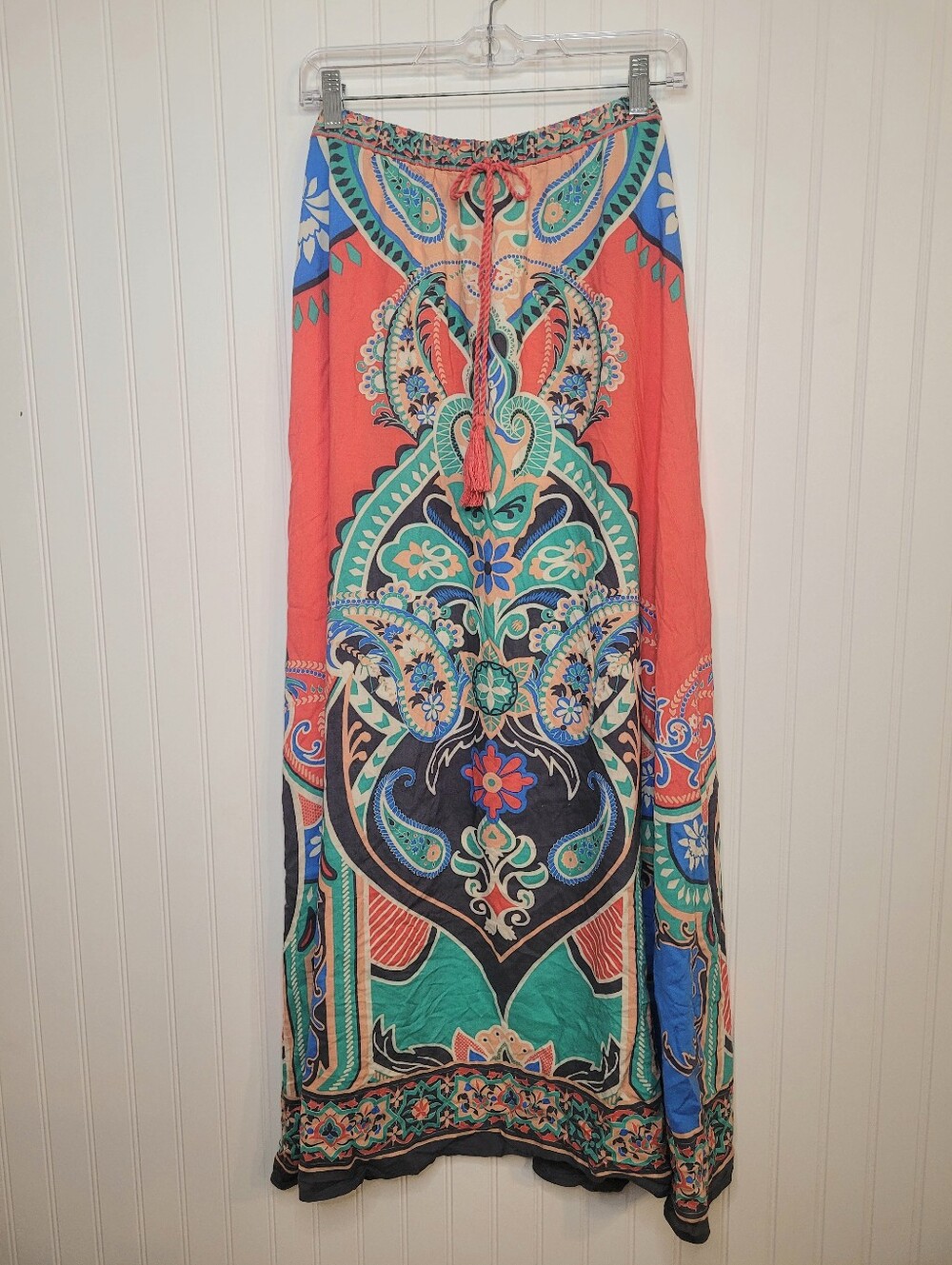 Flying Tomato Boho Multicolor Paisley Maxi Skirt Sz L - Picture 2 of 7